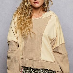 POL Beige and Cream Patchwork top NWT